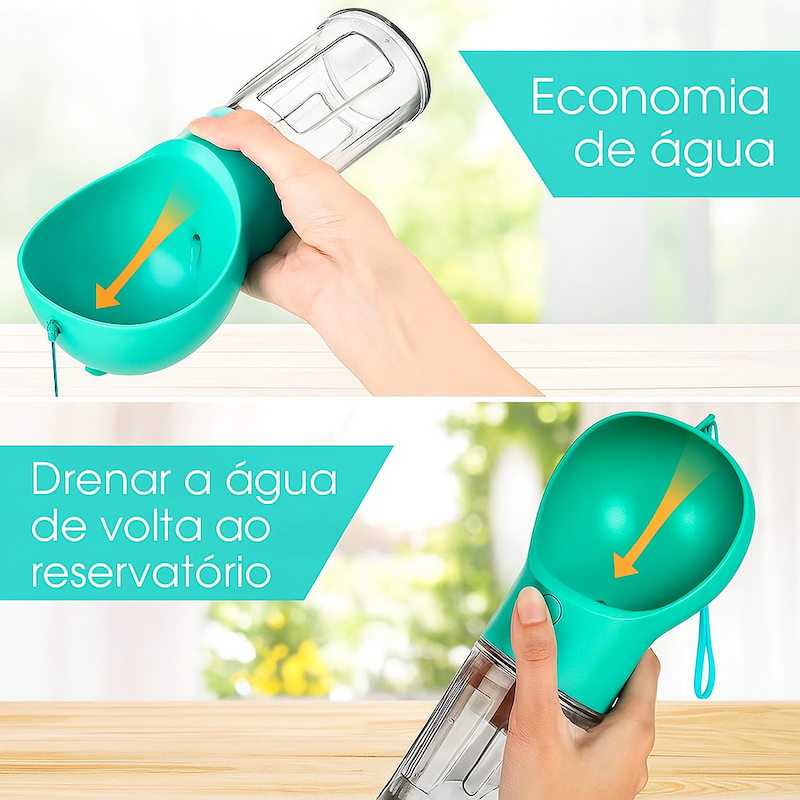 Super Garrafa Portátil para Pets 4 em 1