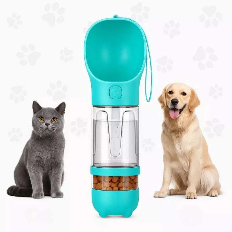 Super Garrafa Portátil para Pets 4 em 1