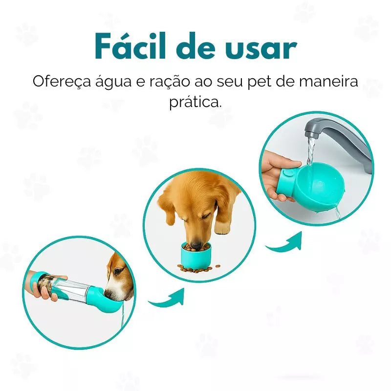 Super Garrafa Portátil para Pets 4 em 1